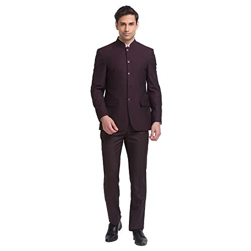 raymond contemporary fit dark maroon suit for men