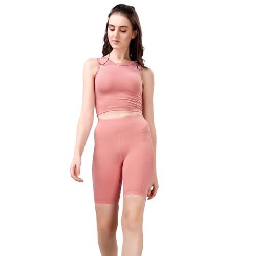 soie women's quick dry athleisure crop top & knee-length sports cords set (set at-5/at-7 blush xxl)