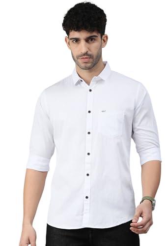 majestic man classic slim fit pure cotton casual shirt (x-large, milky white) for men