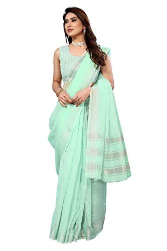 sidhidata women's kota doria cotton manipuri saree with unstitched blouse piece (rasbhari seagreen_seagreen_free size)