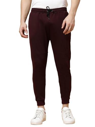 rigo regular fit printed cotton jogger pants for men | casual wear lower for men | track pant for men with pocket idol for gym, yoga, sports, running (34, wine)