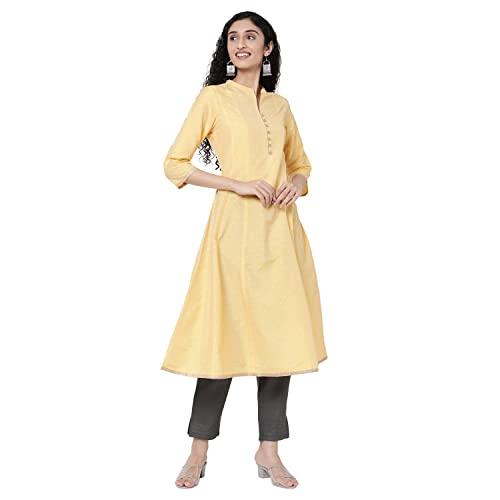 r&b women's chanderi regular shirt (421-0114wyku04a-1_yellow_s)