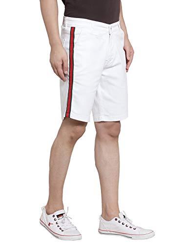 ben martin men's regular fit side stripe stretchable white_rg denim shorts size 36