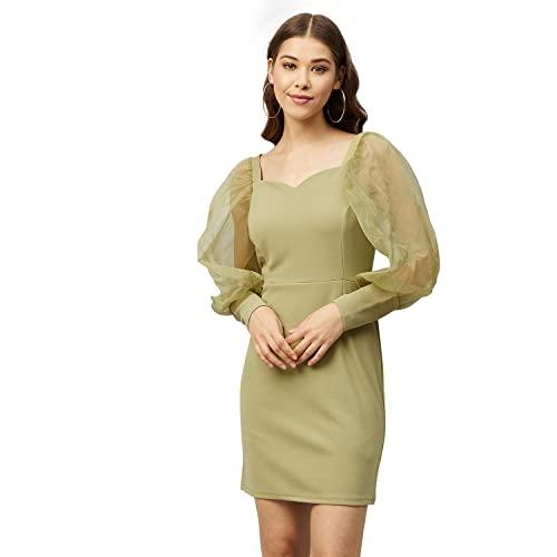 rare women's spandex sheath above the knee casual dress (ep6255_green_xl)