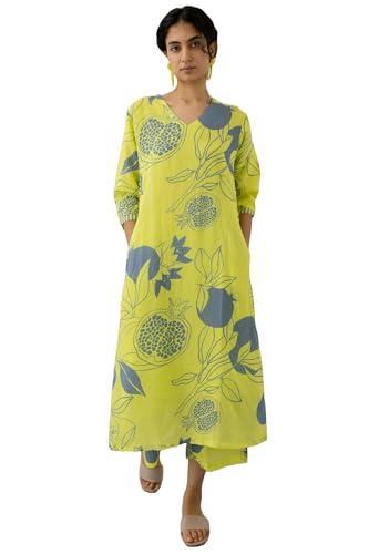 gosriki women's rayon blend straight printed kurta with palazzo (anaar-green-ks-gs_xl_green_x-large)