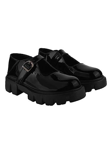 shoetopia smart casual buckle detailed black loafers for women & girls /uk7