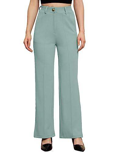 ausk solid trouser/pant for womens color- moss green (large)