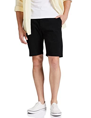 amazon brand - symbol men's cotton chino shorts | casual half pants | bermuda (black_36)