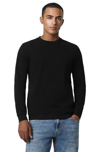 peter england men's polycotton crew neck sweatshirt (pjstpslfk34393_black