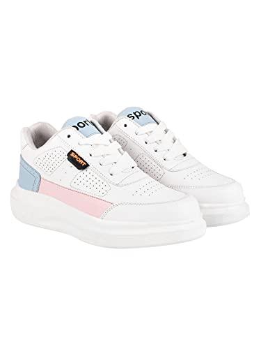 shoetopia smart casual comfortable white sneakers for women & girls