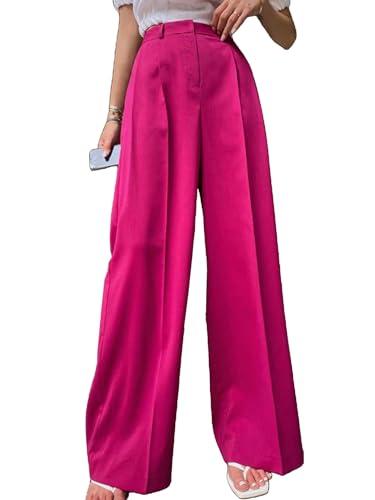 aahwan solid pink loose fit wide legs korean baggy pants for women's & girls' with pocket (248-pink-30)