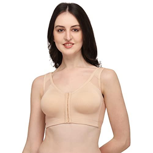 soie women front closure full coverage non padded non wired posture correction bra (cb-334 nude xl)