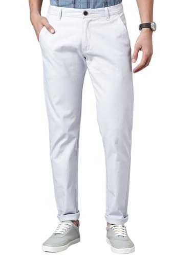 majestic man slim fit cotton blend lycra casual solid chinos trouser (30, light blue)