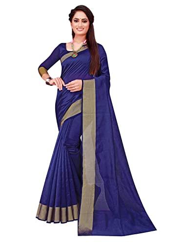 florence women's silk saree blouse (fl-cottonsilk01_navy)