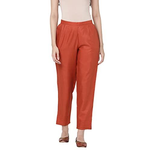 r&b women's regular casual pants (421-0110wypt01c-1_rust s)