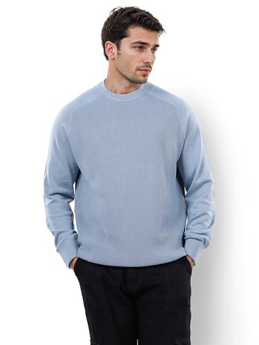 celio men blue solid regular fit cotton sweater (3596656134789, blue, xl)