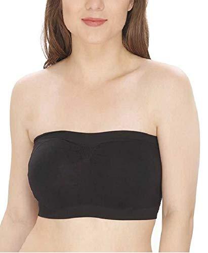 glamoras women's cotton tube bra non padded wire free strapless seamless stretchable bralette bandeau bras for all day comfort - free size, black