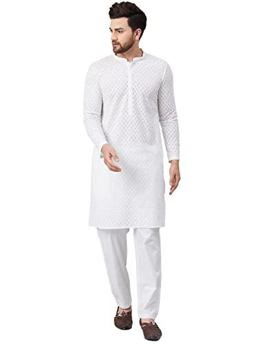 see designs women white green chikankari embroidered woven design straight kurta with pyjama - sdkt91101m (m)