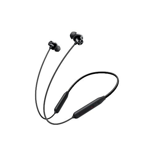 oneplus bullets wireless z2 anc bluetooth in ear earphones with mic, 45db hybrid anc, bombastic bass - 12.4 mm drivers, 10 mins charge - 20 hrs music, 28 hrs battery (black)