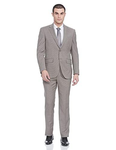 raymond wool blend men's full sleeve contemporary fit dark brown formal suit (rpdc02148-o6 100)