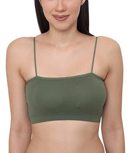 glamoras bandeau, women girls spaghetti strap bandeau tube top ribbed wire free bralette (green)