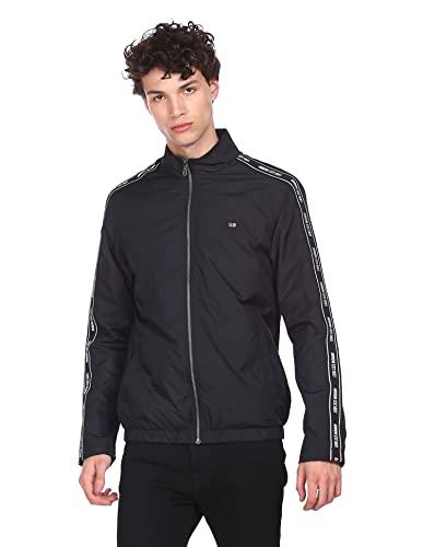 arrow sports men black high neck brand tape jacket (asacojk4802 m)