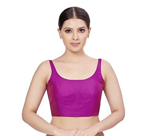 studio shringaar women satin sleeveless padded saree blouse(pink,36)