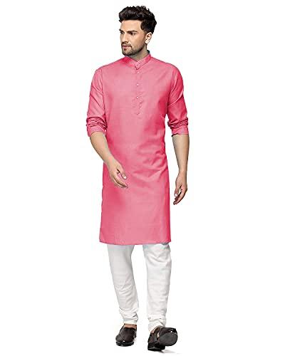 gauri laxmi enterprise men's cotton blend solid straight kurta (pln gjr 40_gajri