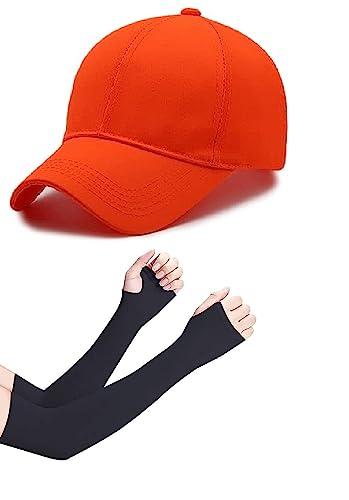 selloria brand soft cotton adjustable unisex cap quick drying sun hat protection for men and women freesize baseball caps (pack of 2) (orange)