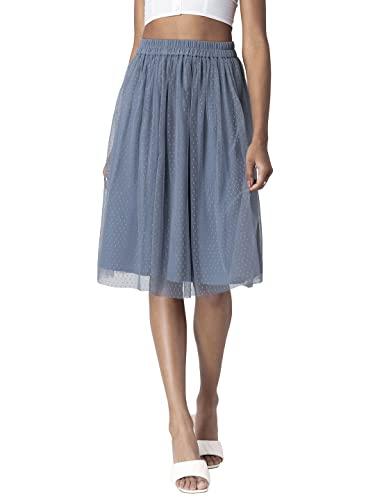 faballey nylon blue mesh dotted midi skirt