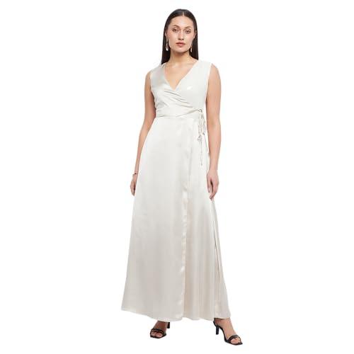 madame surplice neck off-white sequin dress