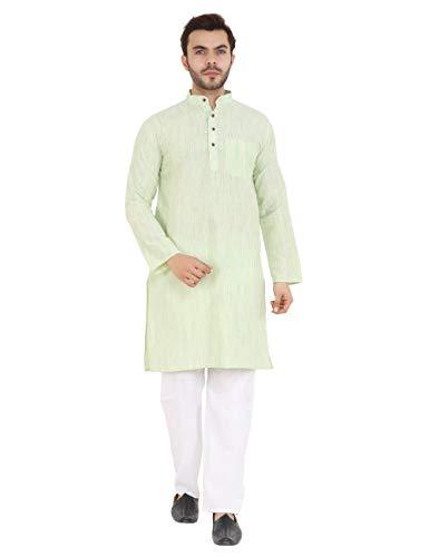 latest chikan men's cotton ethnic wear kurta (lkljgr-38_light green_m)