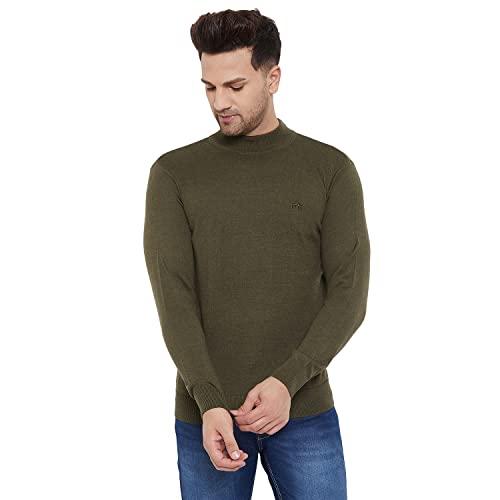 98 degree north wool blend olive solid round full sleeve pullover sweater-m2141-olive_s