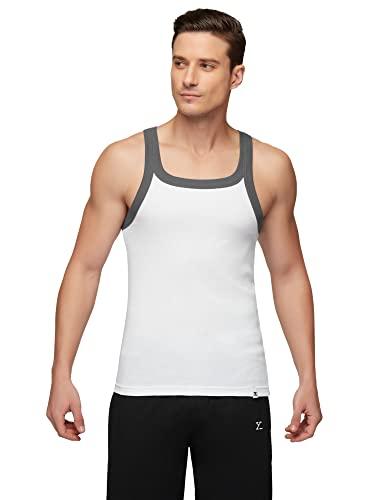 xyxx men's super combed cotton square neck knitted vest - high moisture absorbing innerwear for men with anti-bacterial silver finish