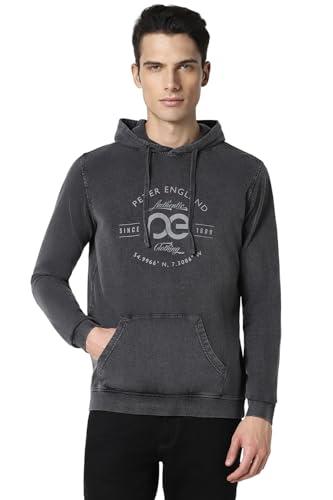 peter england men's polycotton hooded neck sweatshirt (pjstargfd03685_grey