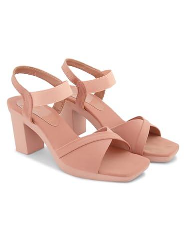 jm looks fashion fancy peach solid backstrap comfortable sole stylish casual heel sandal,for womens & girls