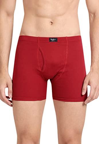 pepe jeans innerwear men's cotton trunks (pack of 2) (clt01-02_parry red_parry red_80-85_parry red_85 cm)