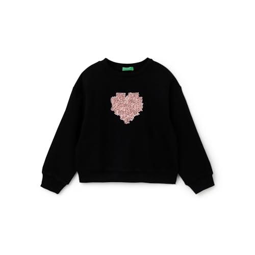 united colors of benetton regular fit round neck bunny sweatshirt (size: 6-7 years)-6-7 years black