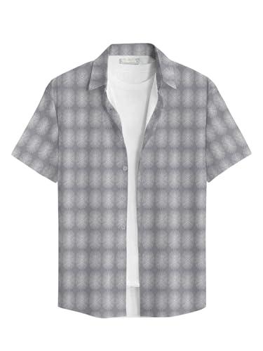 bullmer trendy regular fit printed causal shirt for men - pack of 1 silver2 medium