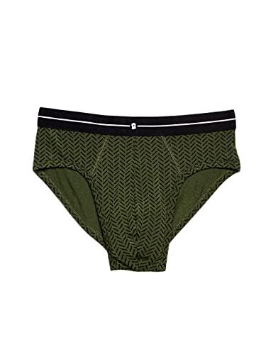 the souled store men herringbone pattern olive green printed briefs underwear