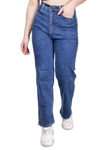 zxn clothing women's reguler fit modern regular high rise strechable solid clean look jeans- blue