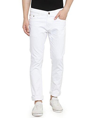 ben martin men's regular fit stretchable 40 size white cotton denim jeans pant for men, jj3-1