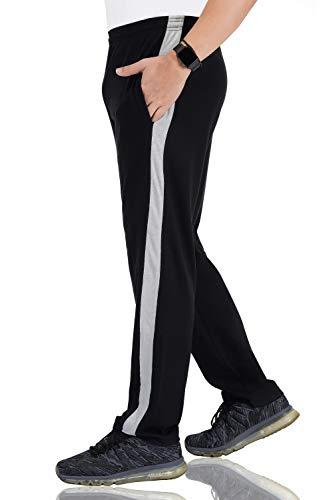 fflirtygo men's cotton track pants, joggers for men, men leisure wear, night wear pajama, black color with stripes and pocket.