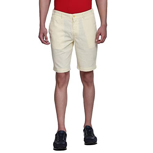 blackberrys solid cotton front zip closure mens shorts (yellow, 34)