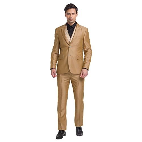 raymond contemporary fit dark fawn suit for men