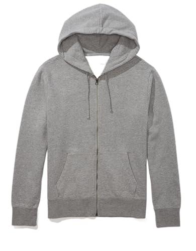 american eagle men's fleece zip-up hoodie, heather gray, xxl