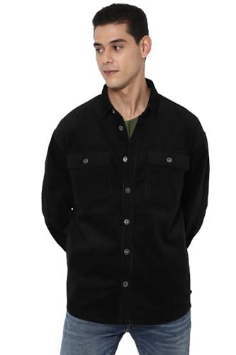 forever 21 men's a-line coat (439201_black