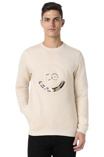 peter england men's polycotton crew neck sweatshirt (pjstaslf481039_cream