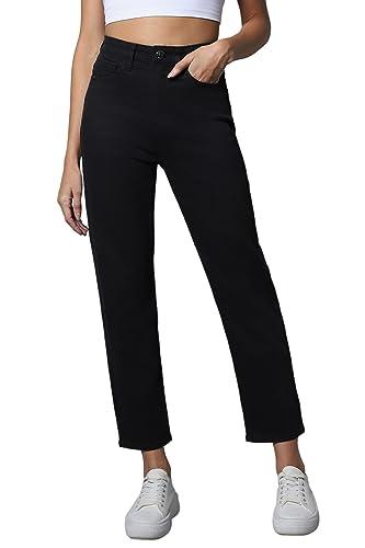 high star women's straight fit stretchable jeans (hswjnw23101_bk3_black_36)