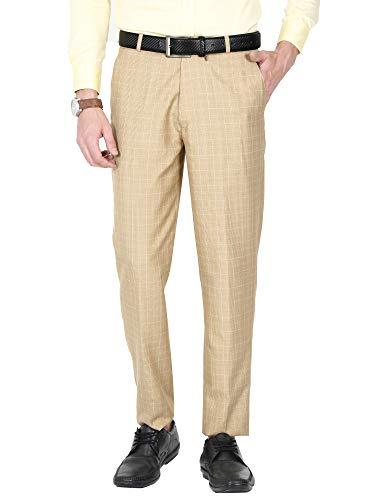 mchenry mens regular fit poly rayon checkered formal trousers, trousers (38, beige)